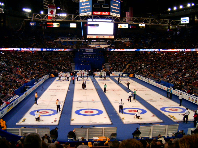 Overall view of the Tim Hortons Brier venue, Edmonton, Alberta, Canada