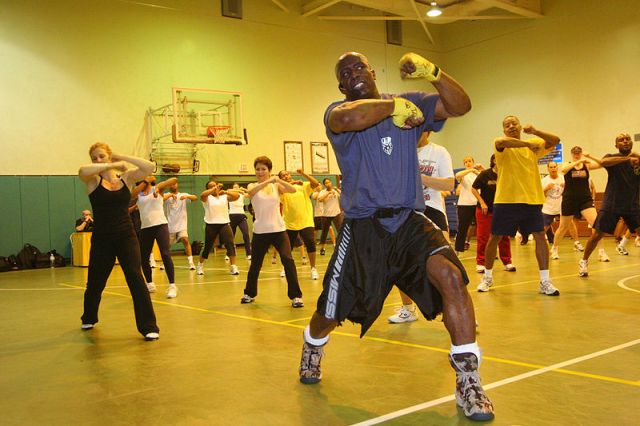 "Tae Bo" creator, Billy Blanks holds a class for service members and their dependents on his famous roll boxing Tae Bo techniques.