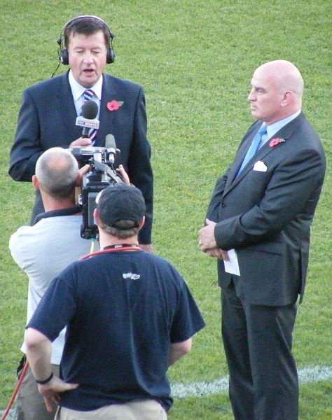 English commentators Eddie Hemmings and Mike Stephenson - Parramatta Stadium RLWC 2008.