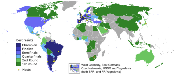 World cup countries best results and hosts