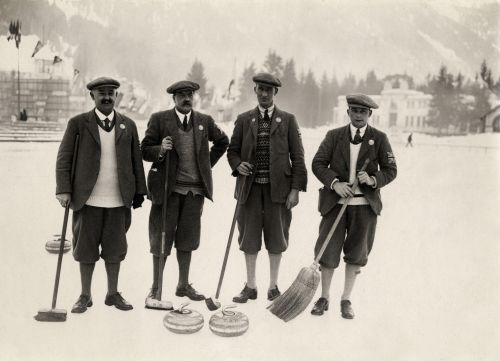 Curling Players during Winter Olympics, Chamonix